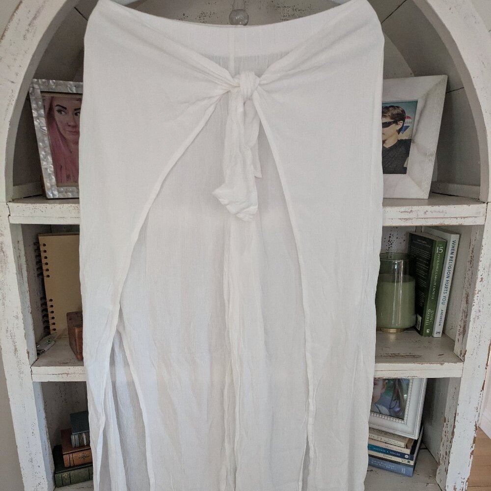 Kona sol white wrap beach pants split front large white gauze